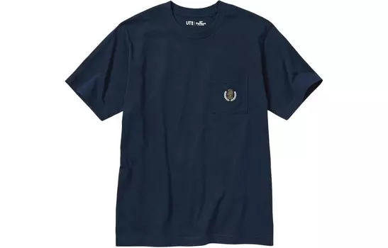 Футболка Volleyball Junior Co-branded Model Unisex Navy Blue Uniqlo, темно-синий