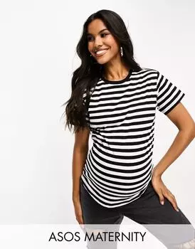Футболка в черно-белую полоску ASOS DESIGN Maternity Ultimate