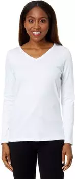 Футболка в форме пима с V-образным вырезом и длинными рукавами L.L.Bean, белый