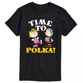 Футболка в горошек Big & Tall Peanuts Time To, Black Licensed Character, черный