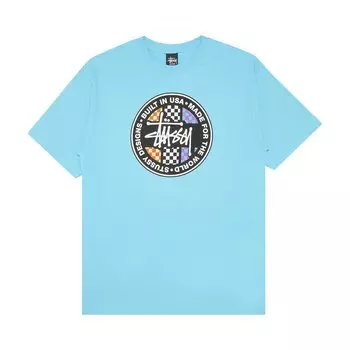 Футболка в горошек Stussy, темно-бирюзовая