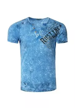 Футболка в классном поношенном дизайне RUSTY NEAL, синий