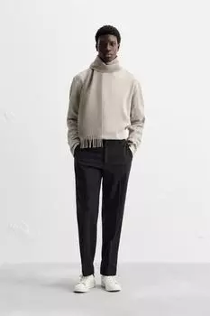 Футболка в клетчатую текстуру ZARA, бежевый
