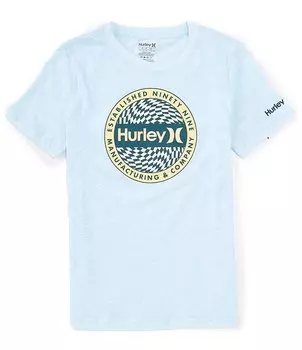 Футболка в клетку Hurley Big Boys 8–20 с короткими рукавами Vortex, синий