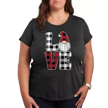 Футболка в клетку Plus Love Gnome с рисунком Licensed Character, цвет Heather Charcoal