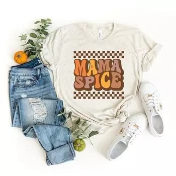 Футболка в клетку с короткими рукавами и рисунком Mama Spice Simply Sage Market