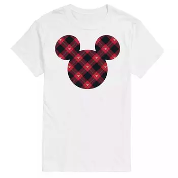 Футболка в клеточку с рисунком Big & Tall Mickey Silhouette Disney, белый