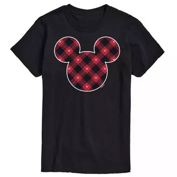 Футболка в клеточку с рисунком Big & Tall Mickey Silhouette Disney, черный