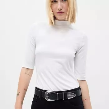 Футболка в мелкий рубчик с рукавами до локтя Gap, белый