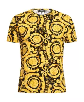 Футболка в нижнем белье с принтом Barocco Versace, желтый
