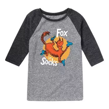 Футболка в носках реглан с рисунком Dr. Seuss Fox для мальчиков 8–20 лет Licensed Character