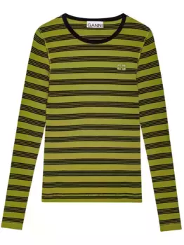 Футболка в полоску GANNI, зеленый