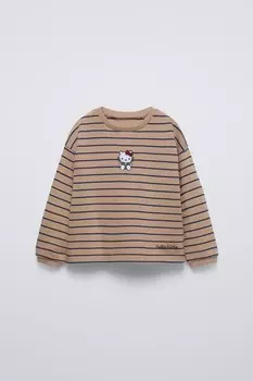 Футболка в полоску hello kitty sanrio ZARA, коричневый