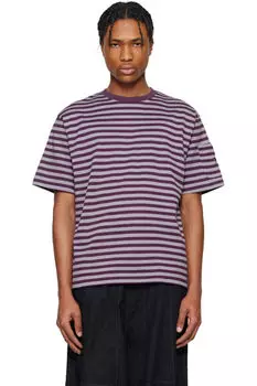 Футболка в полоску из фиолетового хлопка NEEDLES