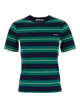 Футболка в полоску MIU MIU, зеленый