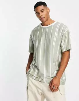 Футболка в полоску New Look цвета хаки