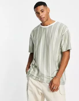 Футболка в полоску New Look цвета хаки