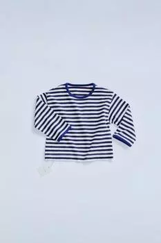Футболка в полоску с контрастной отделкой ZARA, синий