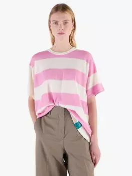 Футболка в полоску с коротким рукавом из мериноса regular fit John Smedley, цвет Snowwhite/Misty Rose