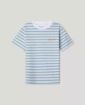 Футболка в полоску с короткими рукавами и короткими рукавами Pepe Jeans, голубой