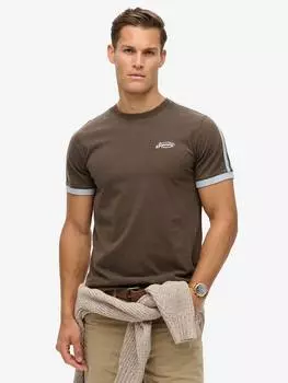 Футболка в полоску с логотипом essential в стиле ретро Superdry, цвет Bracken Brown