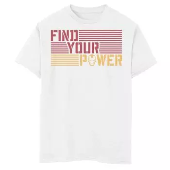 Футболка в полоску с надписью Marvel Iron Man Find Your Power для мальчиков 8–20 лет Licensed Character, белый