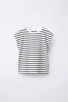 Футболка в полоску с язычком ZARA, цвет Stripes