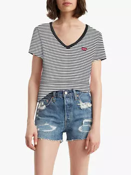 Футболка в полоску с V-образным вырезом и логотипом Levi's The Perfect, черная