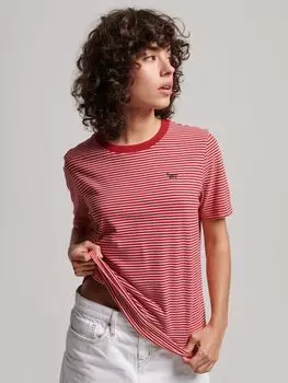 Футболка в полоску с вышитым логотипом Superdry Vintage, красный/белый родео