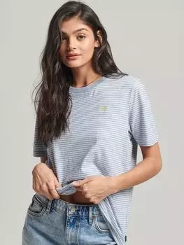 Футболка в полоску с вышитым логотипом Superdry Vintage, синий/белый родео