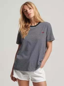 Футболка в полоску с вышитым логотипом Superdry Vintage, темно-синий/белый родео