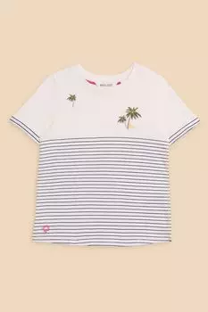 Футболка в полоску с вышивкой White Stuff White Stuff, белый
