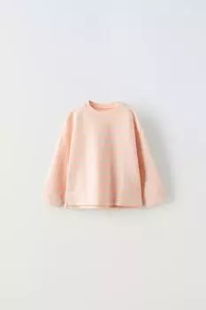 Футболка в полоску в полоску ZARA, мел розовый