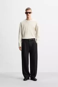 Футболка в полоску ZARA, цвет Ecru/Beige