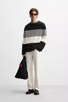 Футболка в полоску ZARA, цвет White/Navy