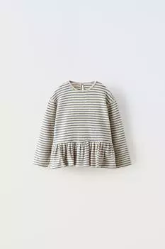 Футболка в полоску ZARA, песок/мергель