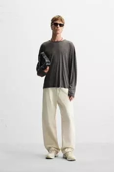 Футболка в полоску ZARA, серый