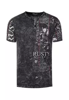 Футболка в поношенном стиле с принтом по всей поверхности RUSTY NEAL, антарцитовый