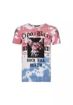 Футболка в повседневном стиле в стиле батик CIPO & BAXX, цвет Blau Pink