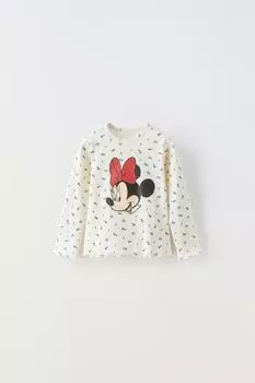 Футболка в ребрику минни маус disney ZARA, синий