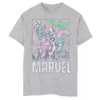 Футболка в ретро-рамке с портретом в рамке для мальчиков 8–20 лет Marvel The Avengers Marvel