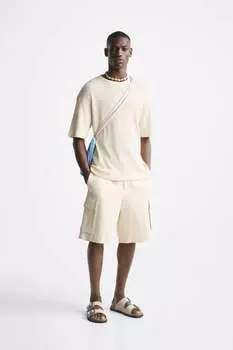 Футболка в рибби Zara, экрю