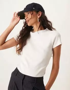 Футболка в рубчик белого цвета JDY