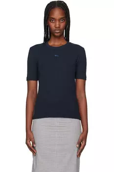 Футболка в рубчик Blue Baby Fox облегающая Maison Kitsun