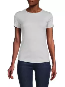 Футболка в Рубчик Elie Tahari из хлопковой смеси, серый