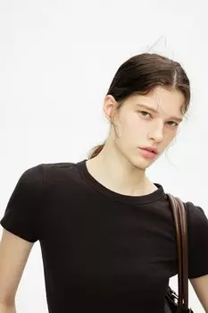Футболка в рубчик из смеси модала H&M, коричневый
