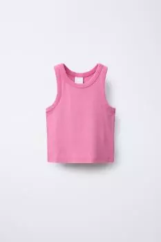 Футболка в рубчик с эффектом выцветания ZARA, розовый