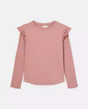 Футболка в рубчик с длинными рукавами для девочек Cotton Juice, розовый
