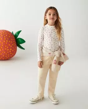 Футболка в рубчик с длинными рукавами и принтами по всей поверхности El Corte Ingls, розовый