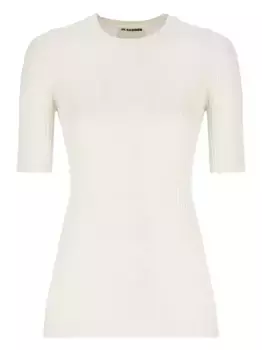 Футболка в рубчик с круглым вырезом JIL SANDER, серый